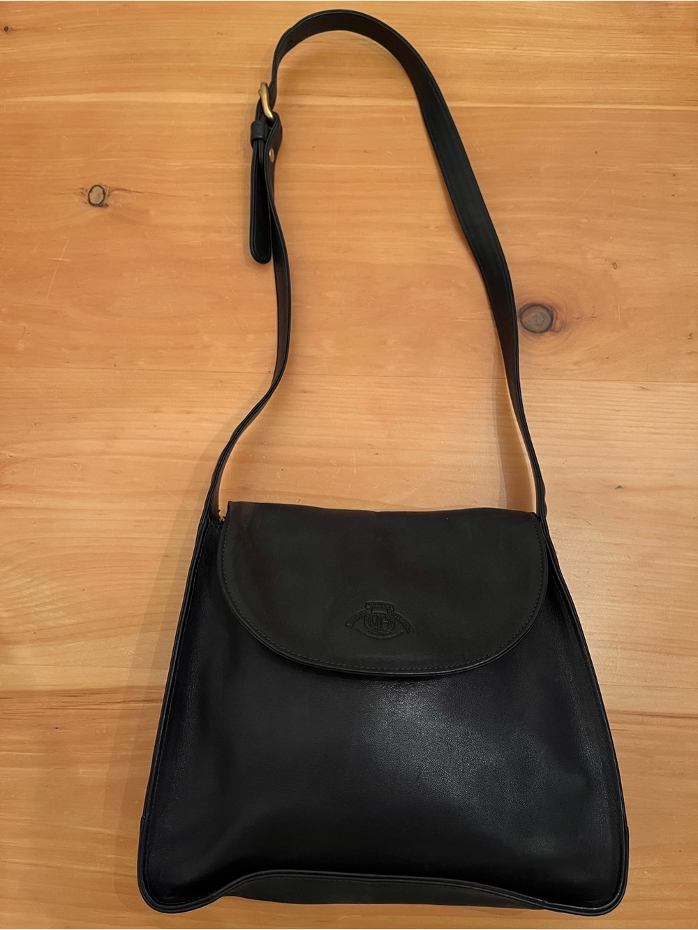 Ghurka Vintage Marley Hodgson Era Shoulder Bag Purse Leather Black Logo